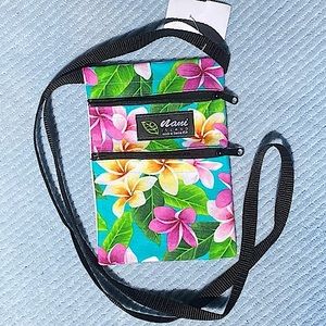Passport Crossbody Aqua Pink Yellow Hawaiian Floral New